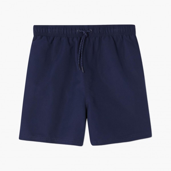 Navy Blue Plain Drawstring Waist Swim Shorts
